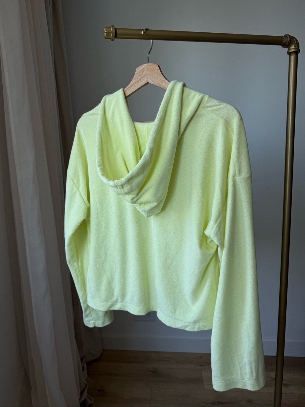 J.Crew Neon Yellow Terry Hoodie Cover Up Set S - Picture 4 of 8
